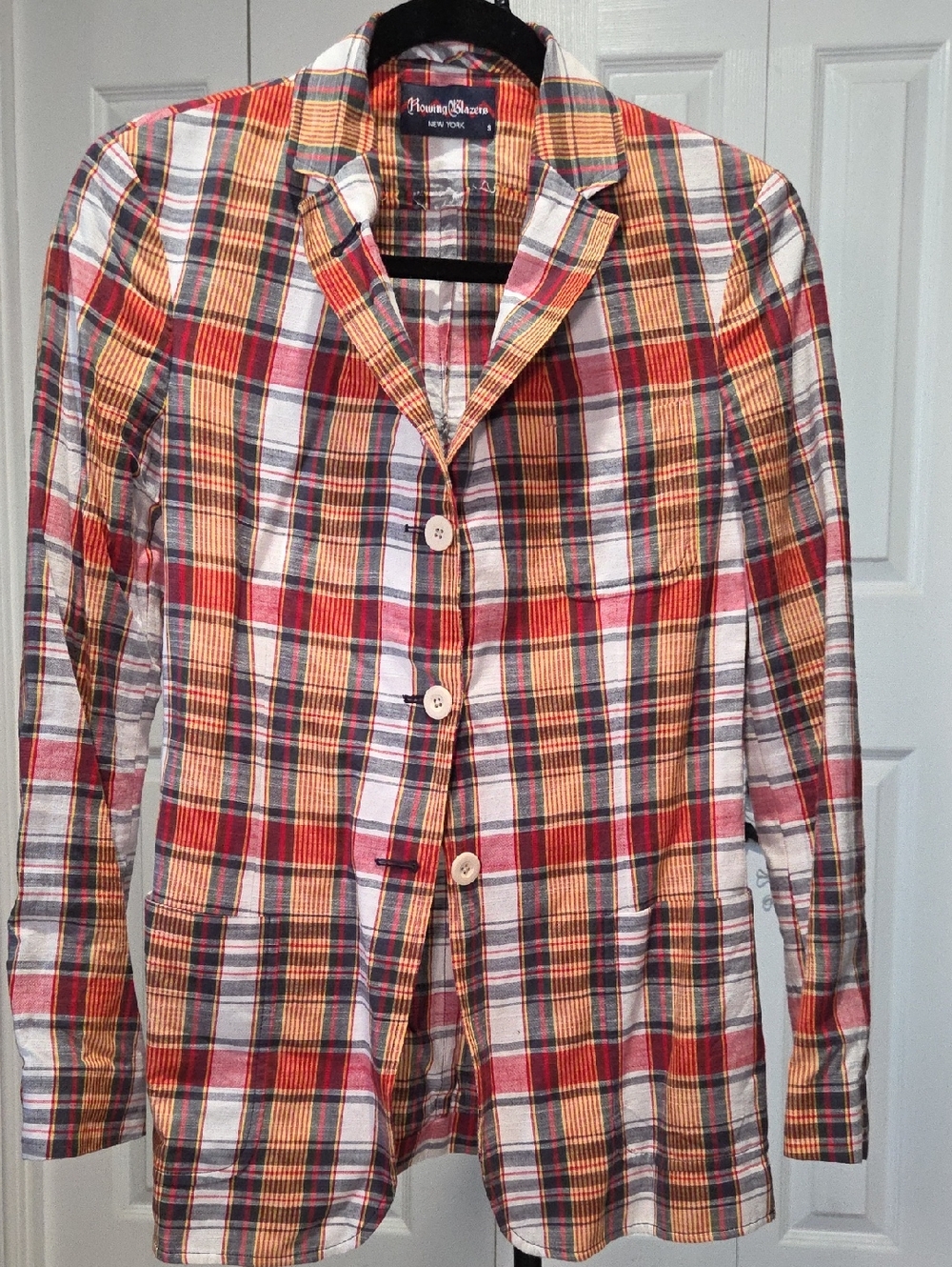 Size S - Rowing Blazers Cotton Multicolor Plaid Button-Front Blazer